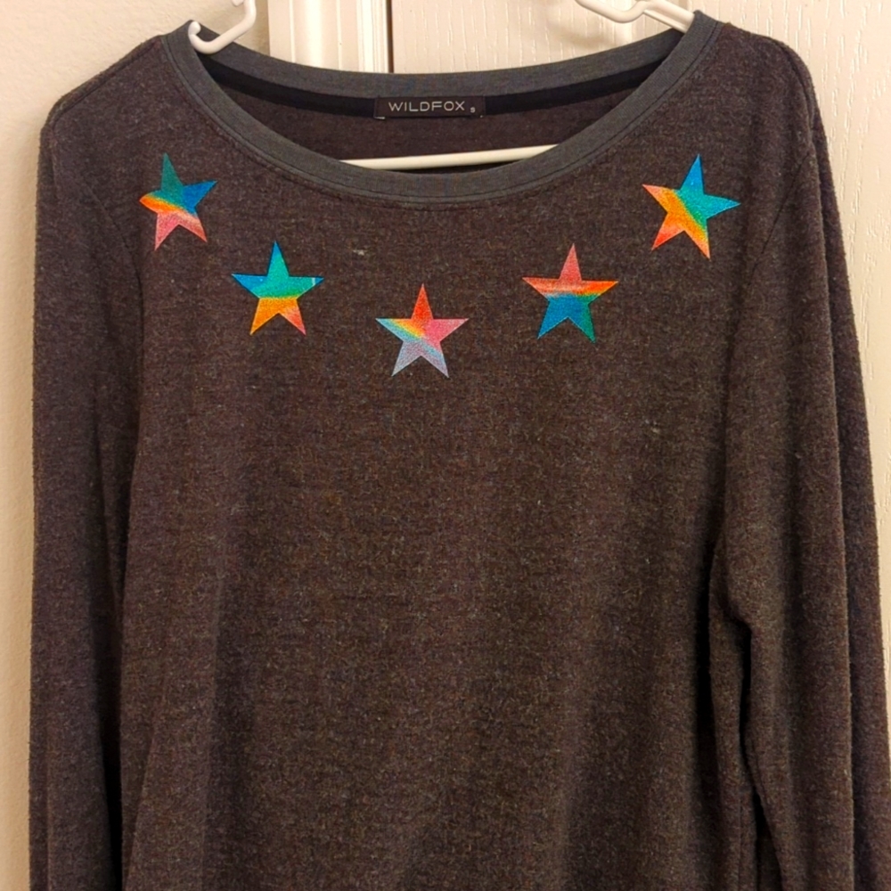 Wildfox Sweater Rainbow Stars Small